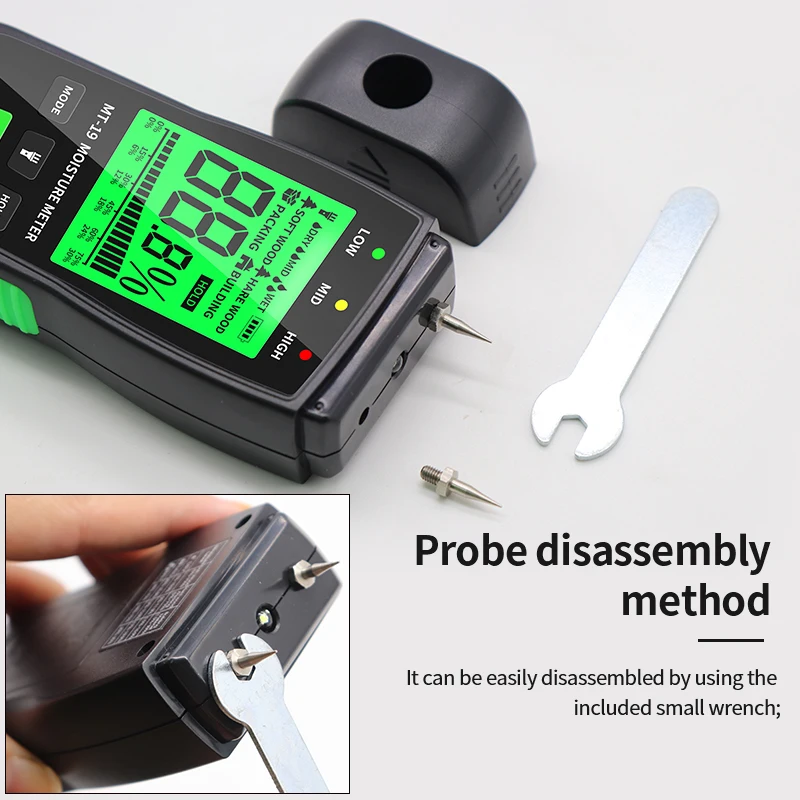 R&D MT-19 Wood Moisture Meter Digital Humidity Meters Wall Hygrometer Timber Damp Detector Building Humidity Tester Carton wood moisture meter