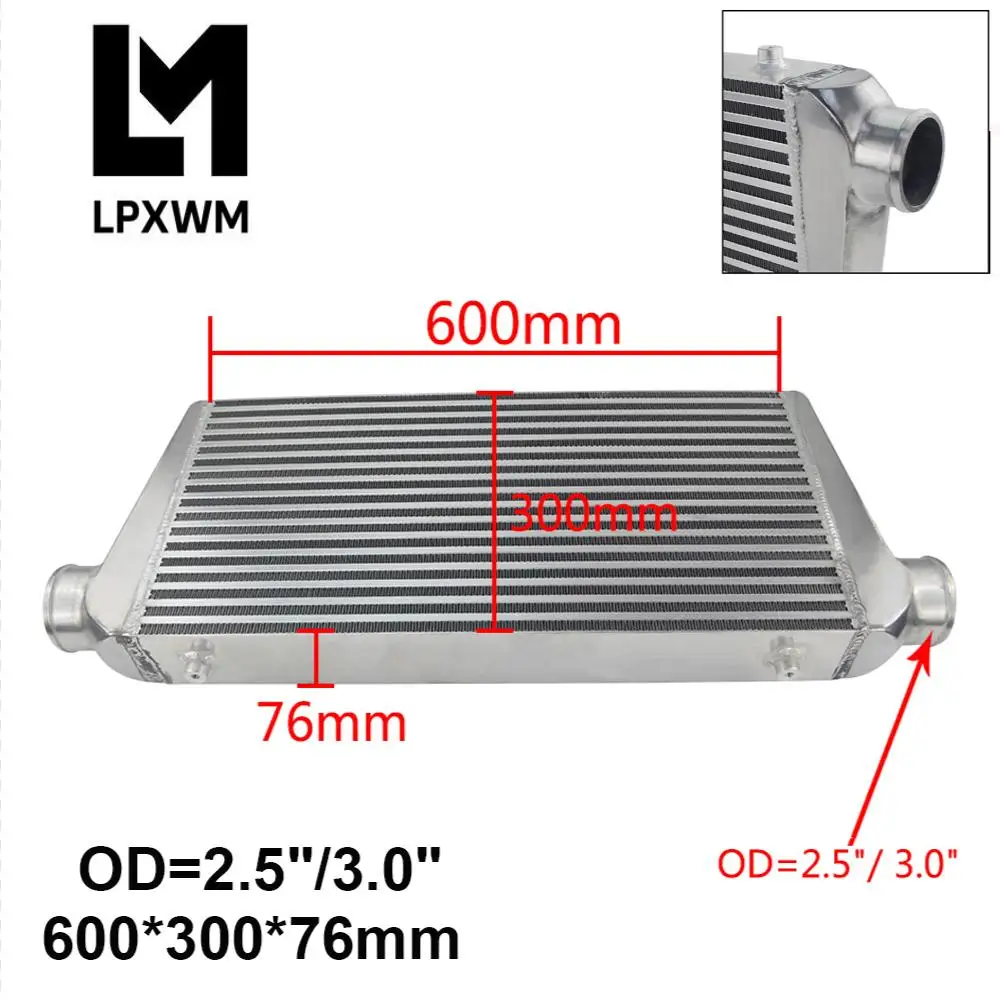 

Universal 600*300*76mm Turbo Intercooler OD=2.5"/ 3.0" Front Mount intercooler bar&plate PQY-IN816