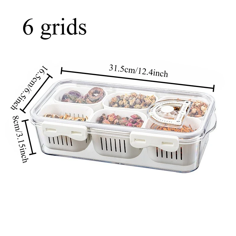 1Set Divided Storage Box, Plastic Transparent Kitchen Seasoning Box, Multifunctional Refrigerator Preservation Storage Box
