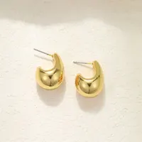 Vintage Chunky Dome Drop Earrings For Women Gold Plated Stainless Steel Thick Teardrop Earring Statement Wedding Jewelry Gifts - Image 2