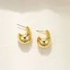 Vintage Chunky Dome Drop Earrings For Women Gold Plated Stainless Steel Thick Teardrop Earring Statement Wedding Jewelry Gifts 2