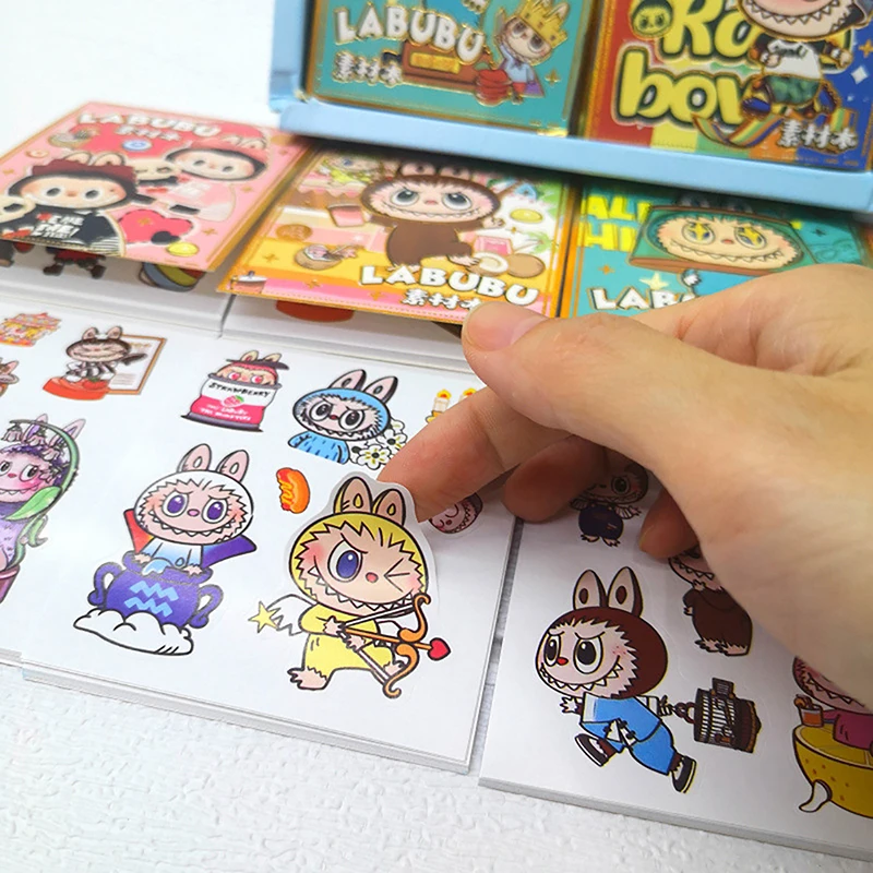 12 Sheets Of Gold Stamped Bean Book Cute Sticker Book Series Handbook Material Book（random send）