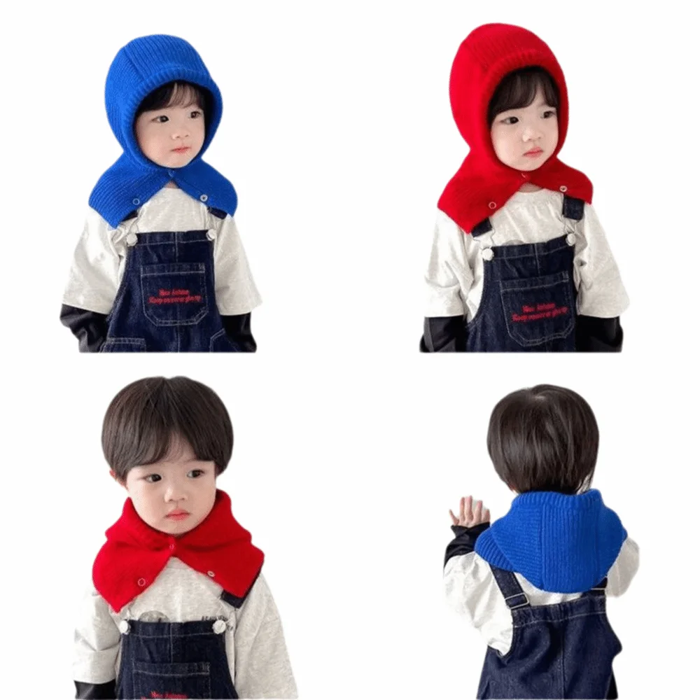 Acrylic Kids Balaclava Hat Scarf Warm Knitted Beanie