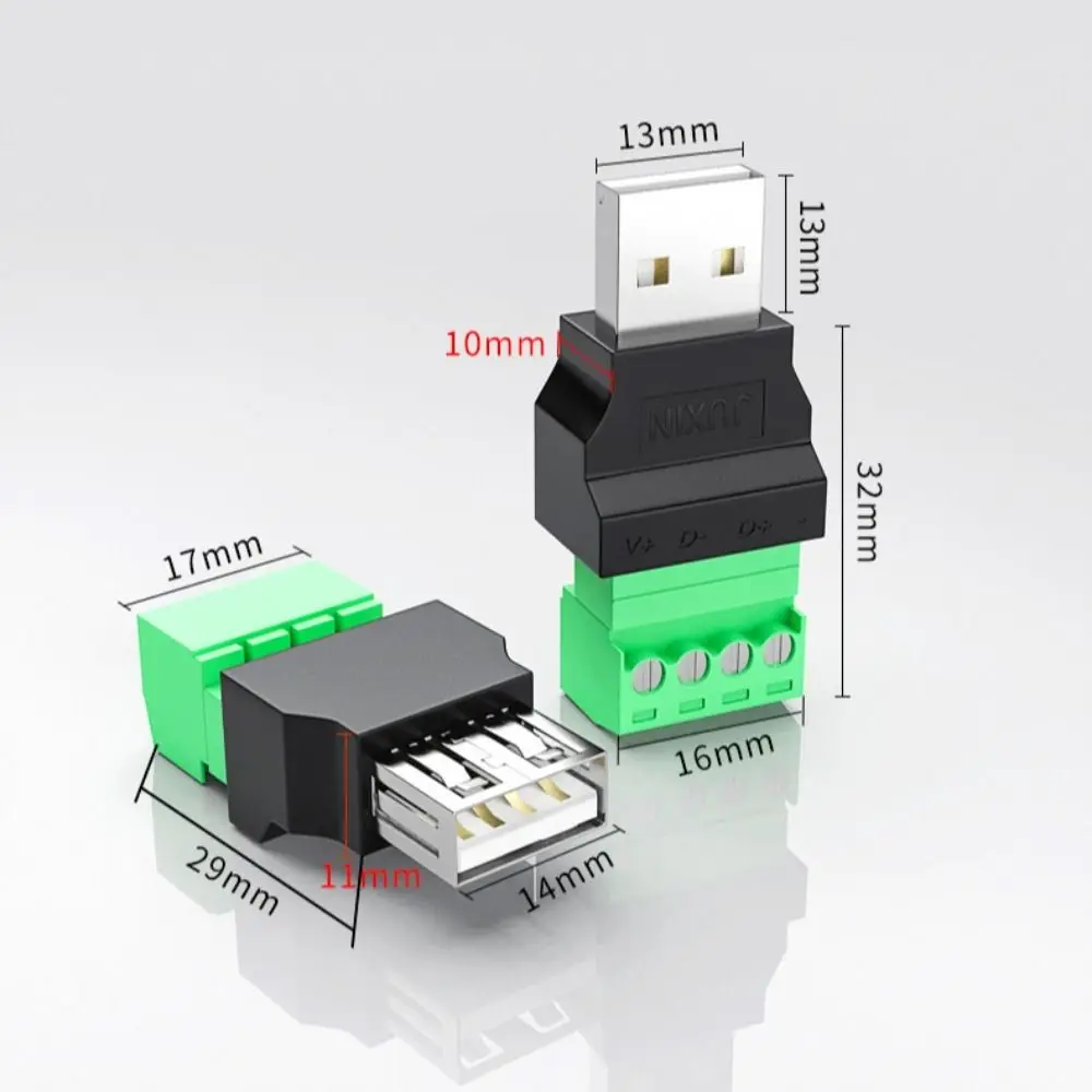 USB Connector with 4-Pin Screw Terminal Plug Adapter (Type-A) - Electrical Supplies