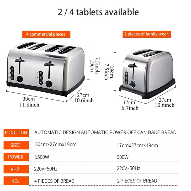 PBOBP Breakfast Toaster Bake Toast Light Home Use 1500W Toaster Oven Double-Sided Baking 3-Speed Function Intelligent Timer 2