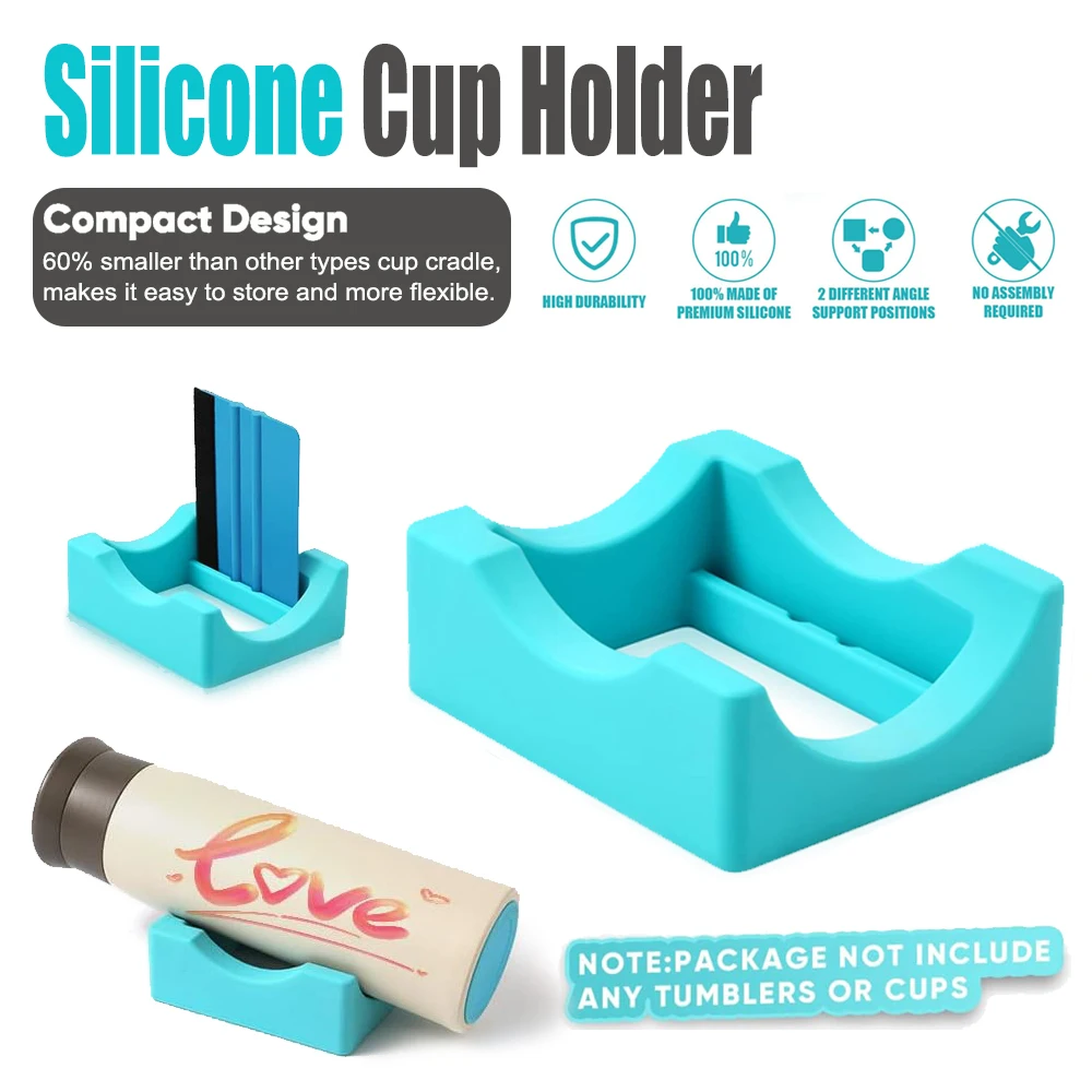 

Silicone Cup Holder With Builts-In Slot Mug Glass Cup Cradle Tumbler Holder For Crafts Decals Tumbler Stand Curvature Supports