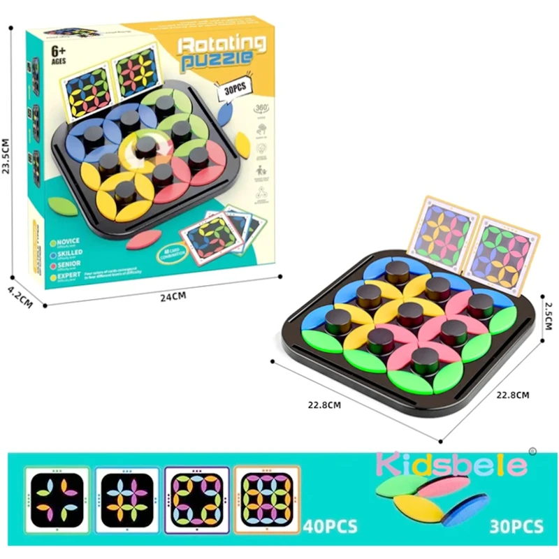 Kids Rotating Leaf-Shaped Puzzle Board Game Logical Thinking Training Brain Teasers 4 Level Challenge Educational Toy Party Game