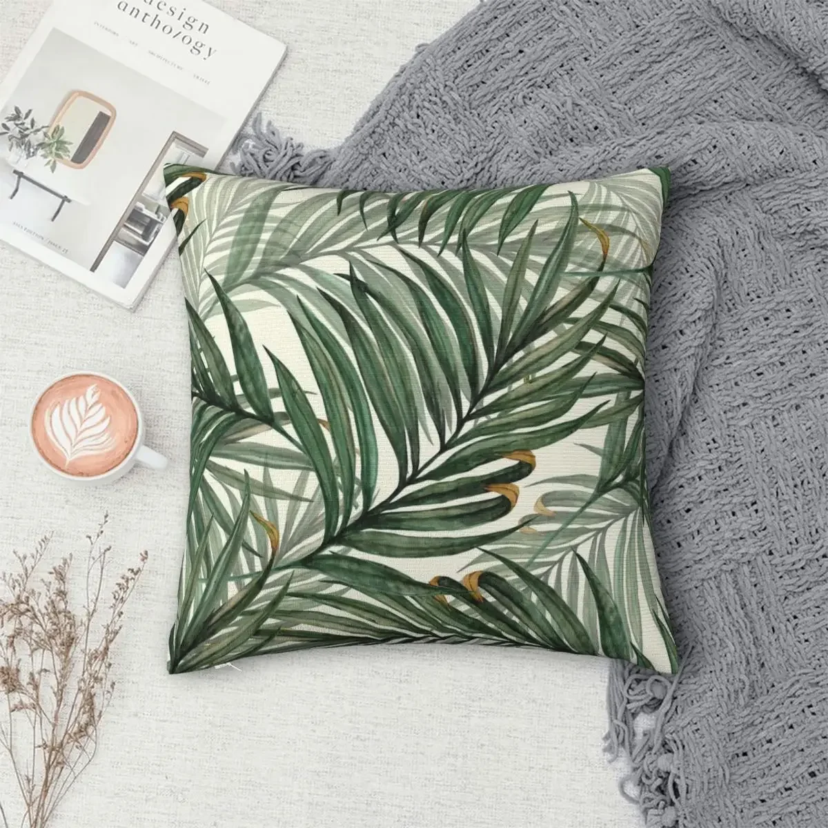 

Palm Leaves Pillowcase Polyester Pillows Cover Cushion Comfort Throw Pillow Sofa Decorative Cushions Used for Home Bedroom Sofa