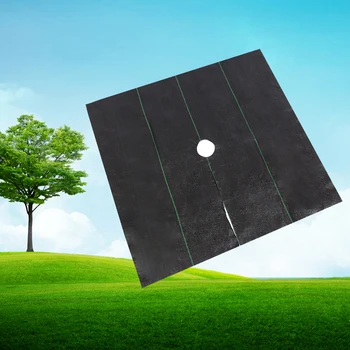 10pcs Square Weed Barrier ผ้าสวนต้นไม้ป้องกันวัชพืชพร้อมรูสําหรับต้นไม้รากหญ้าควบคุม Grow GROUND ครอบคลุม 1