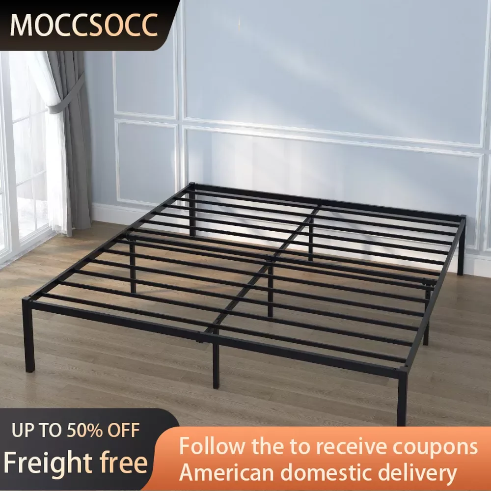 

Queen Size Metal Bed Frame 18" High Beds Frames With Storage Freight Free Bedroom Furniture Home