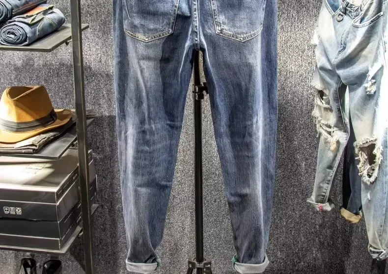 Description Picture 4 of itemMen's Trendy Jeans Soft Flexible Slim Fit Casual Trousers Korean Style Versatile Pants Smooths Your Silhouette