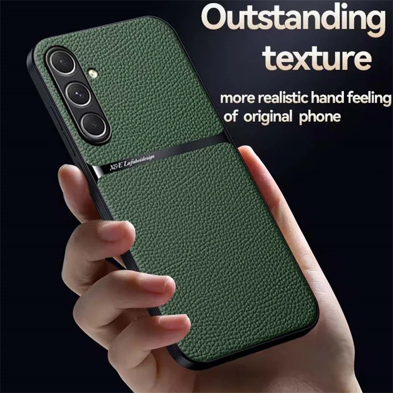 Leather Magnetic Phone Case with Back Cover