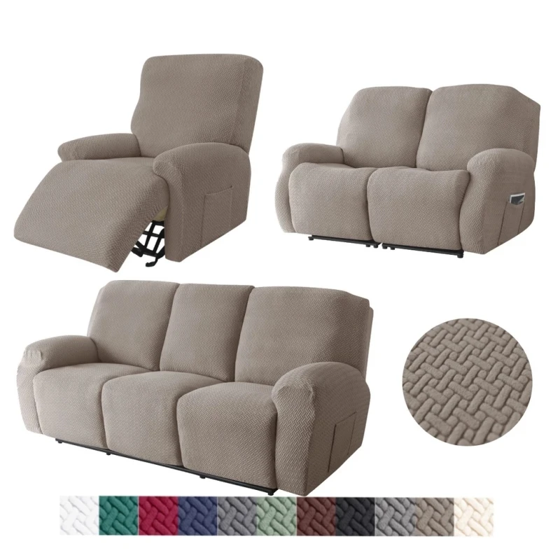 1/2/3 Seater Recliner Sofa Cover Separated Jacquard Elastic Chair Lounge Chair Cover