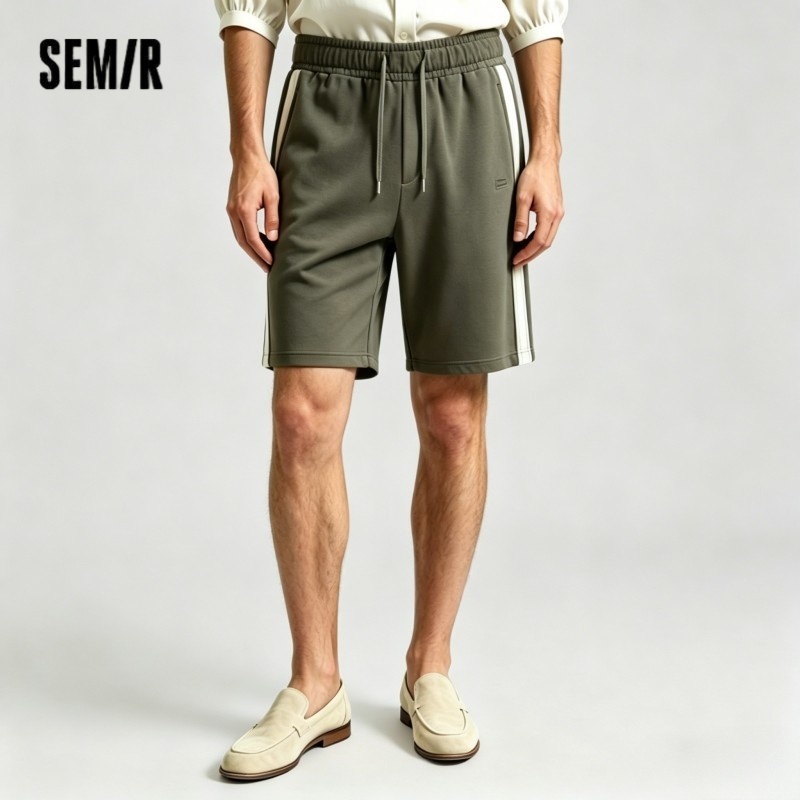  Semir Men Pants Home Wear Vintage Sporty Knit Color Block Webbing Drawstring Elastic Top 2026 Summer Wear 