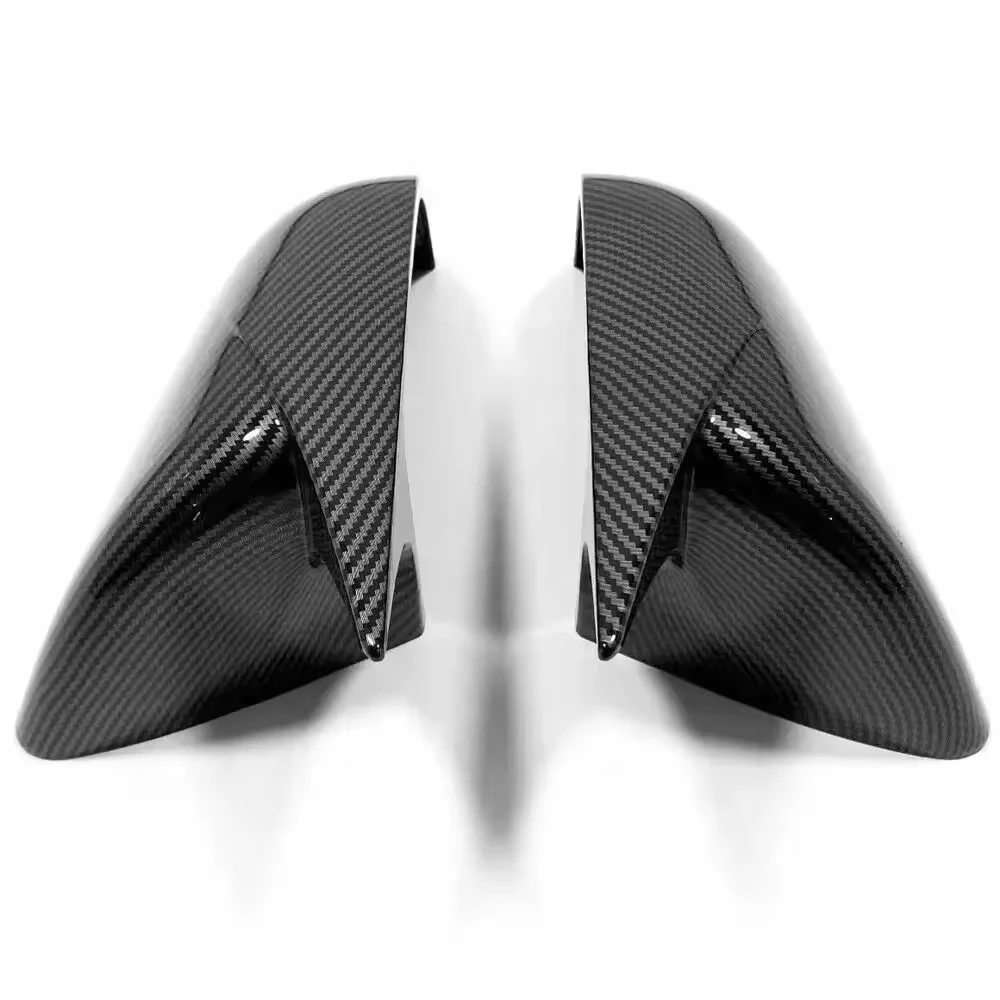 Exterior Rearview Side Mirror Housing Shell Cap Carbon Fiber Pattern Gloss Black Side Door Mirror Cover for Tesla Model Y 3 rearview mirror cover carbon fiber mirror cover