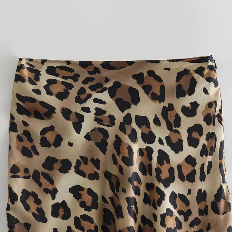 Faldas largas con estampado de leopardo para mujer, elegantes, holgadas, de cintura alta, estilo midi, informales, de verano