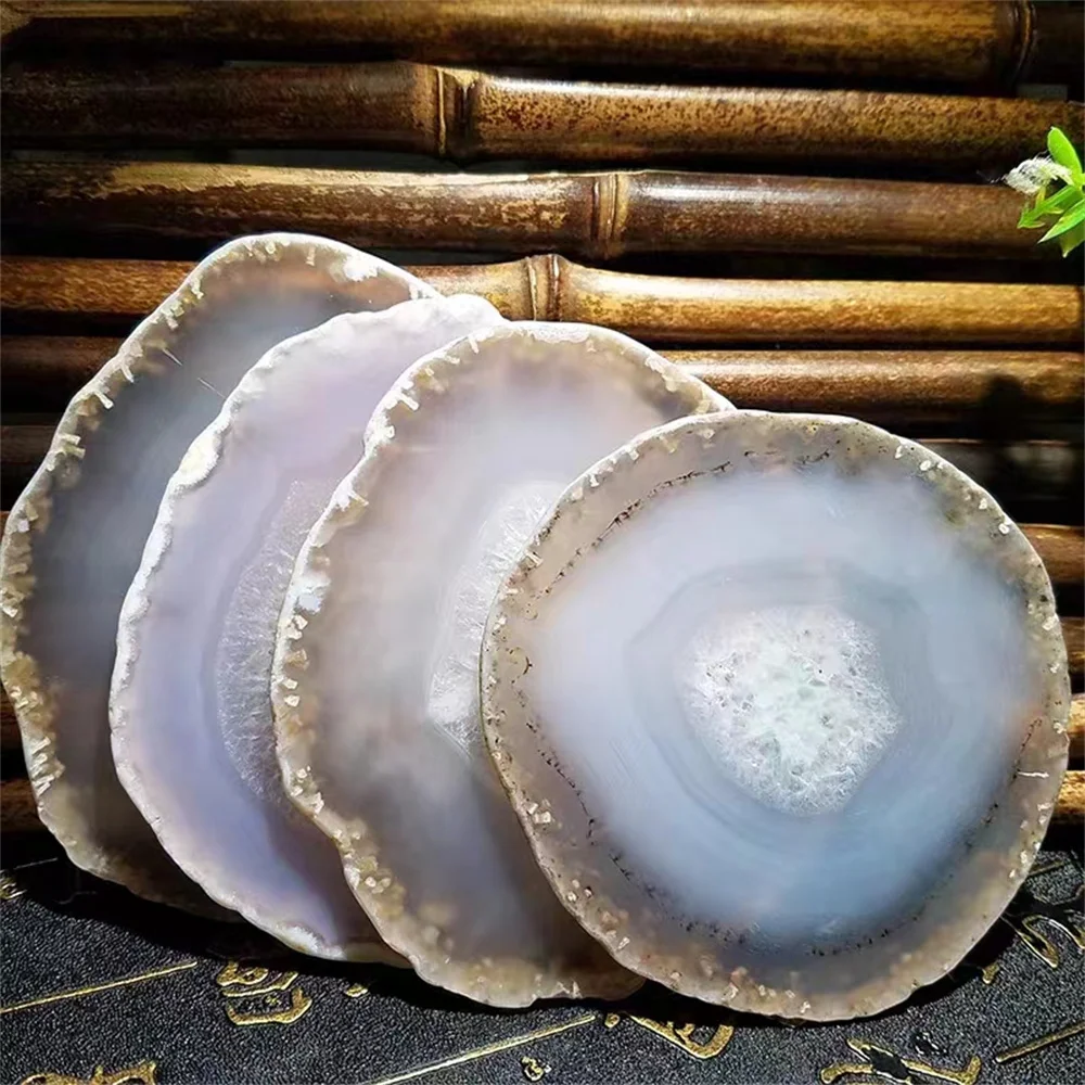 Magical Natural Agate Slice Quartz Crystal Wafer Mineral Healing Gemstone Home Office Degaussing Decorative Coasters, Palettes 5