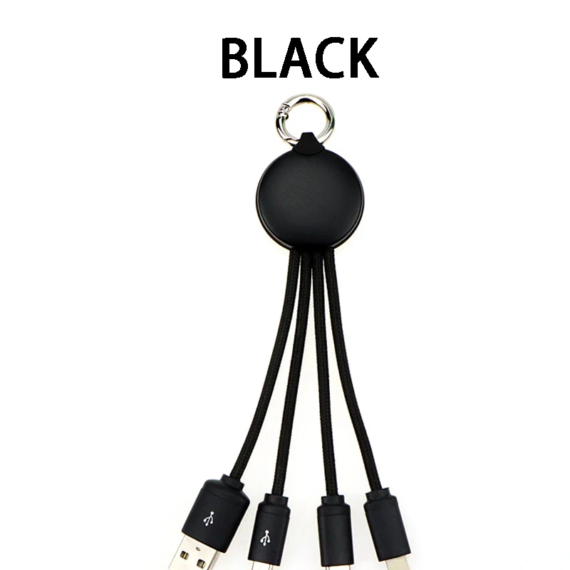 USB C타입 충전 케이블, 마이크로 IOS 멀티 충전기 케이블, 아이폰용 키체인, 화웨이, 삼성 나일론 코드, 맞춤형 로고, 3 in 1