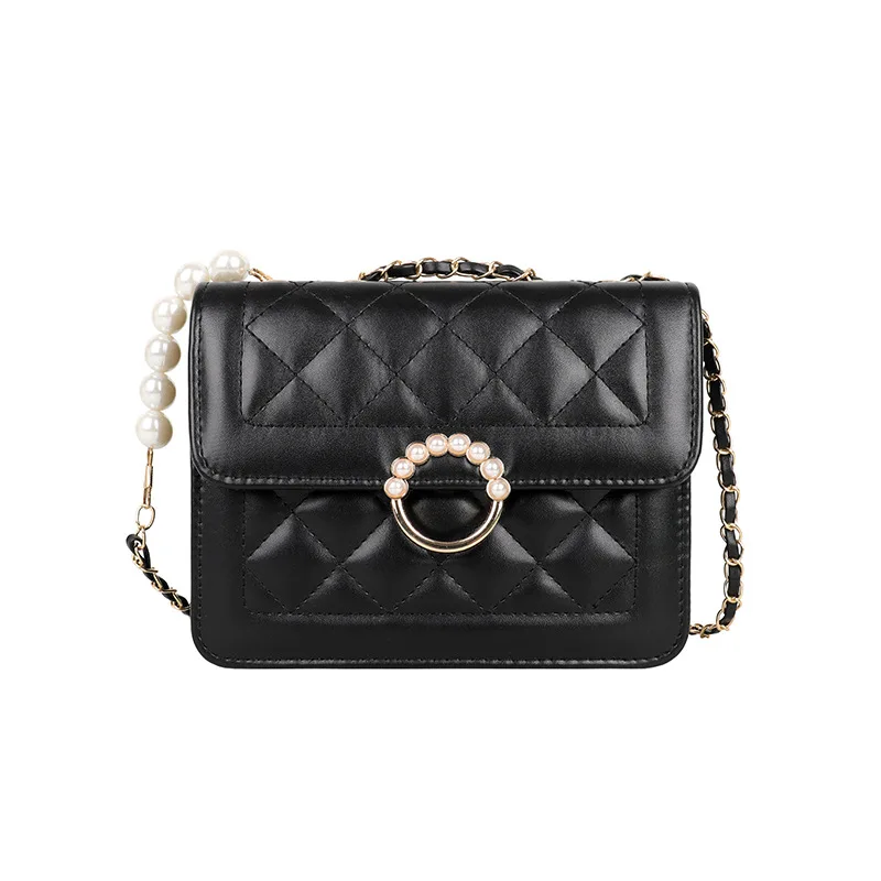 

Summer Mini Bag 2022 New Fashion Pearl Chain PU Bag Women's Bag Summer Versatile White One Shoulder Crossbody Bag
