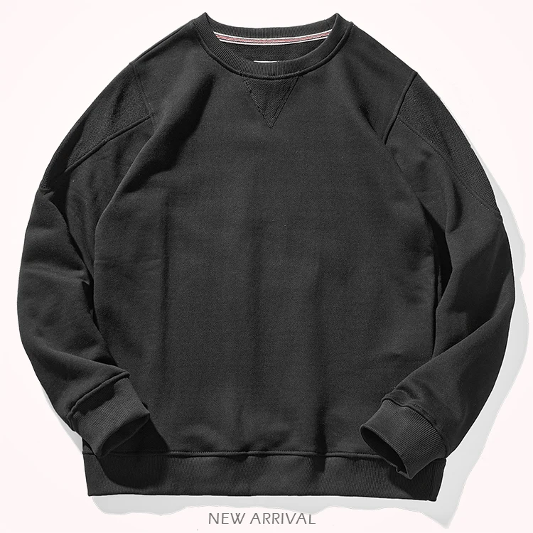 Autumn New American Retro Heavyweight Solid Color Sweatshirts Men's Simple Pure Cotton Washed Pullover Knitted Casual Sportwear