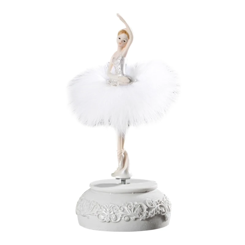 

Feather Skirt Rotating Music Box Figurine, Manual Control Dancing Girl Musical Box For Girls