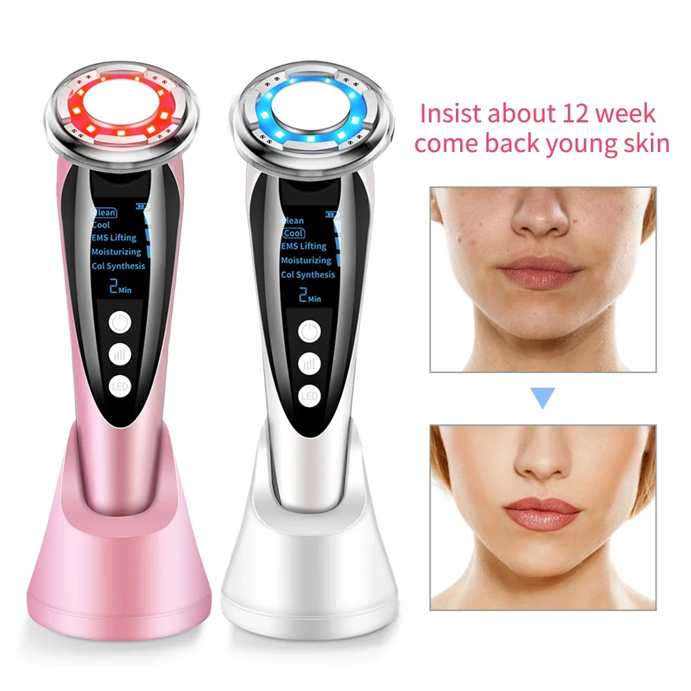 Portable Hot Cold Beauty Device Photon Therapy Cryotherapy Skin Lifting Tightening Vibration Massager Shrink Pores Anti Aging