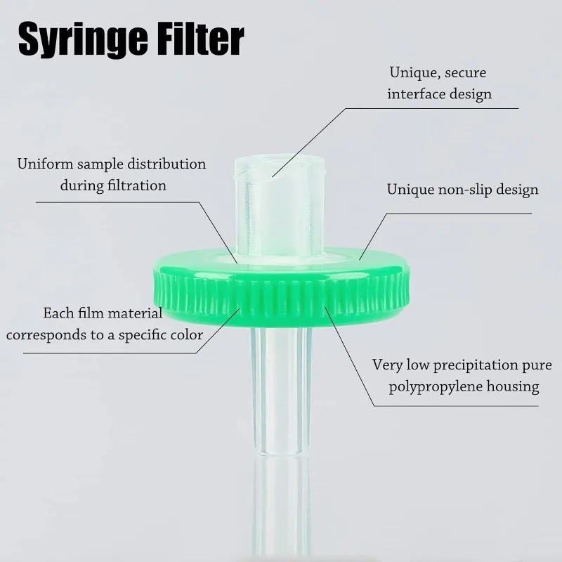 100 Pcs Syringe Filters 13mm 0.22&mu;m Syringe Filter Plastic Unsterilized Filters 4mm Inner Diameter 2mm Hole syringe filters