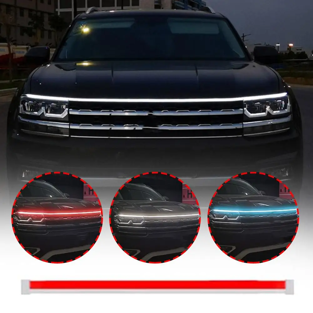 LED Decorative Light Strip For Car Hood Universal Daytime Running Light Warning Lamp Silicone IP67 Waterproof Dustproof Lighr car light strip