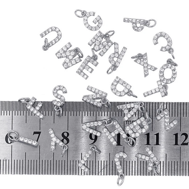 Silberfarbener Anfangsbuchstaben-Anhänger, Charms für Schmuckherstellung, Zubehör, Buchstaben-Zubehör, DIY-Armband, Halskette, Ohrring-Zubehör – Detail 4