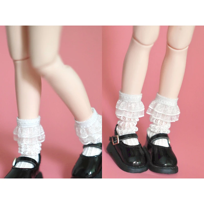 A Pair of Blyth Doll Lace Socks Cute Long White Sock for Blythe Barbie Licca Azone OB24 1/6 Dolls Accessories Children Gifts 3