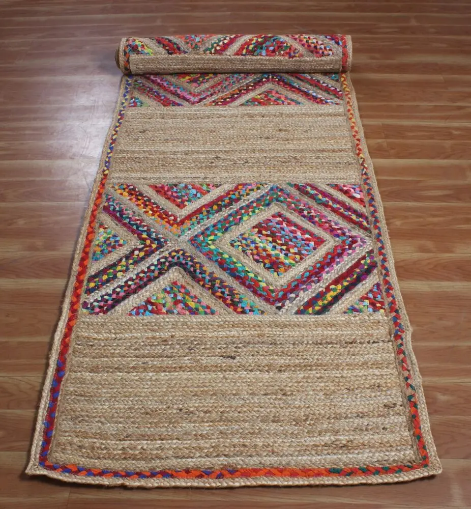 

Hand Braided Chindi Cotton Rugs 2.6x10ft Handmade Hallway Carpet Runner Area Rug
