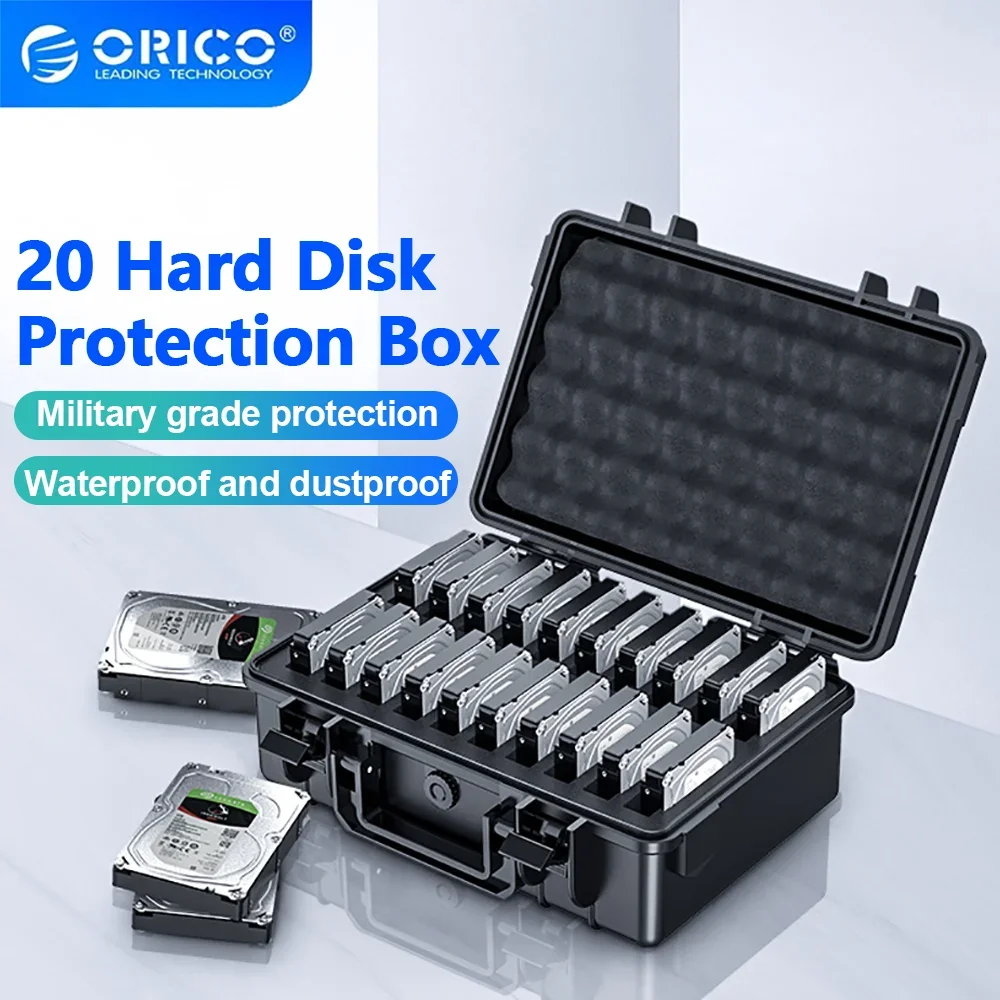 Orico 10 15 20 Bay 3.5 Box Hdd Disco Rígido Caixa de Alumínio do Protetor de Hdd com Proteção de Travamento para 2.5 3.5 m. Caixa de Armazenamento do Disco Rígido