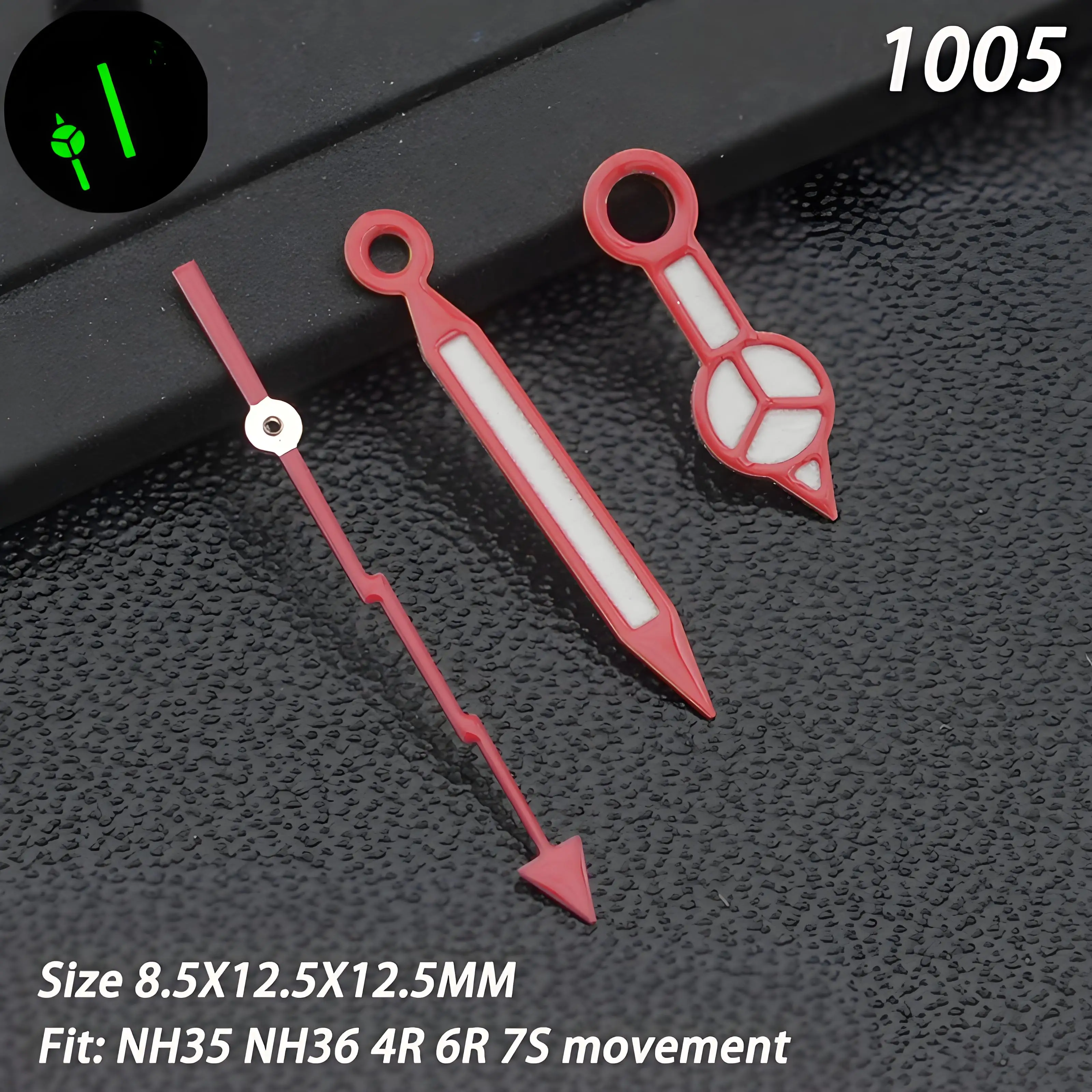Green Luminous Watch Hands - Black Finish