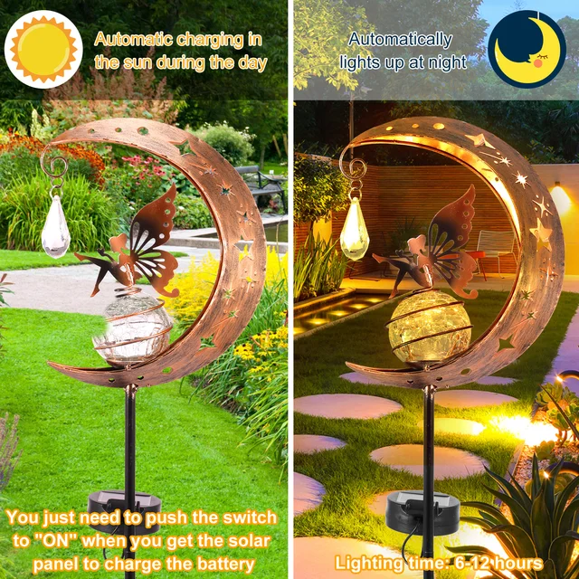 Solar Table Lamp With Fairy/Butterfly Pattern - Outdoor/Indoor, IP44 Waterproof, Cordless Decor Light