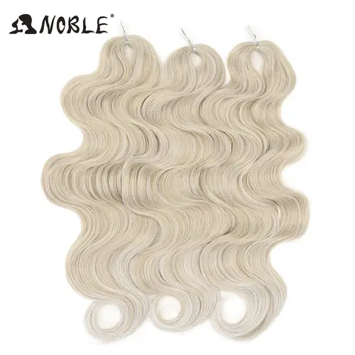 Noble Hair Soft Body Wave Crochet Hair 24Inch 3PCS Synthetic Hair Braids Ponytail Fake Hair Wavy Ombre Blonde Hair Extensions - Image 18