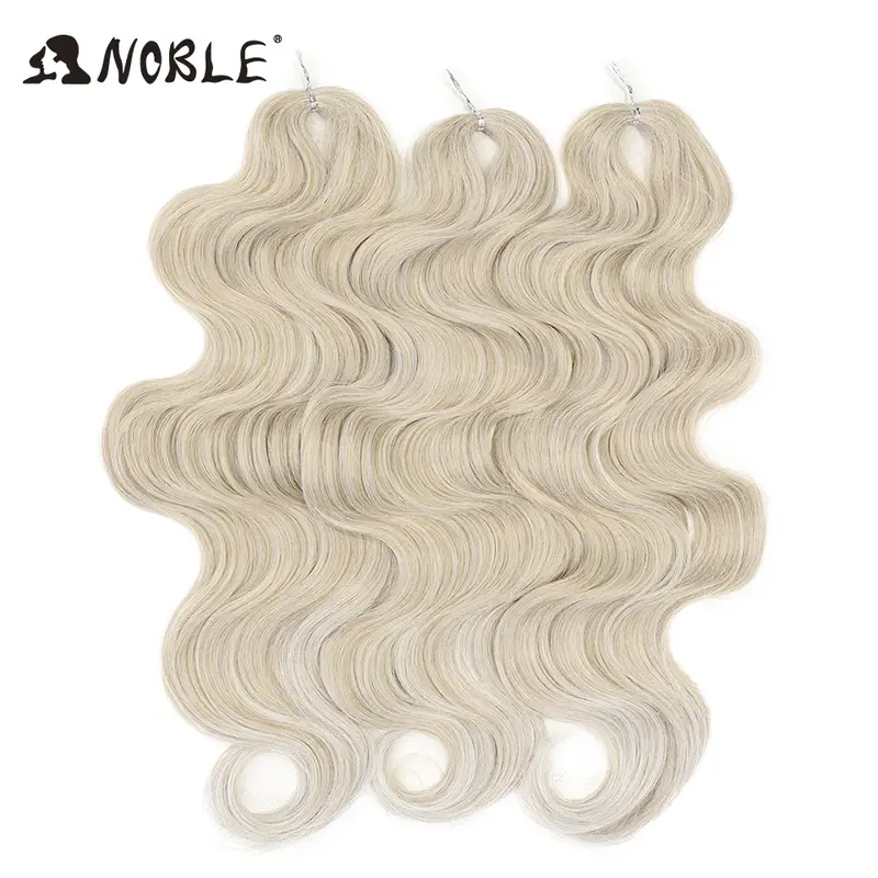Noble Hair Soft Body Wave Crochet Hair 24Inch 3PCS Synthetic Hair Braids Ponytail Fake Hair Wavy Ombre Blonde Hair Extensions - Image 18