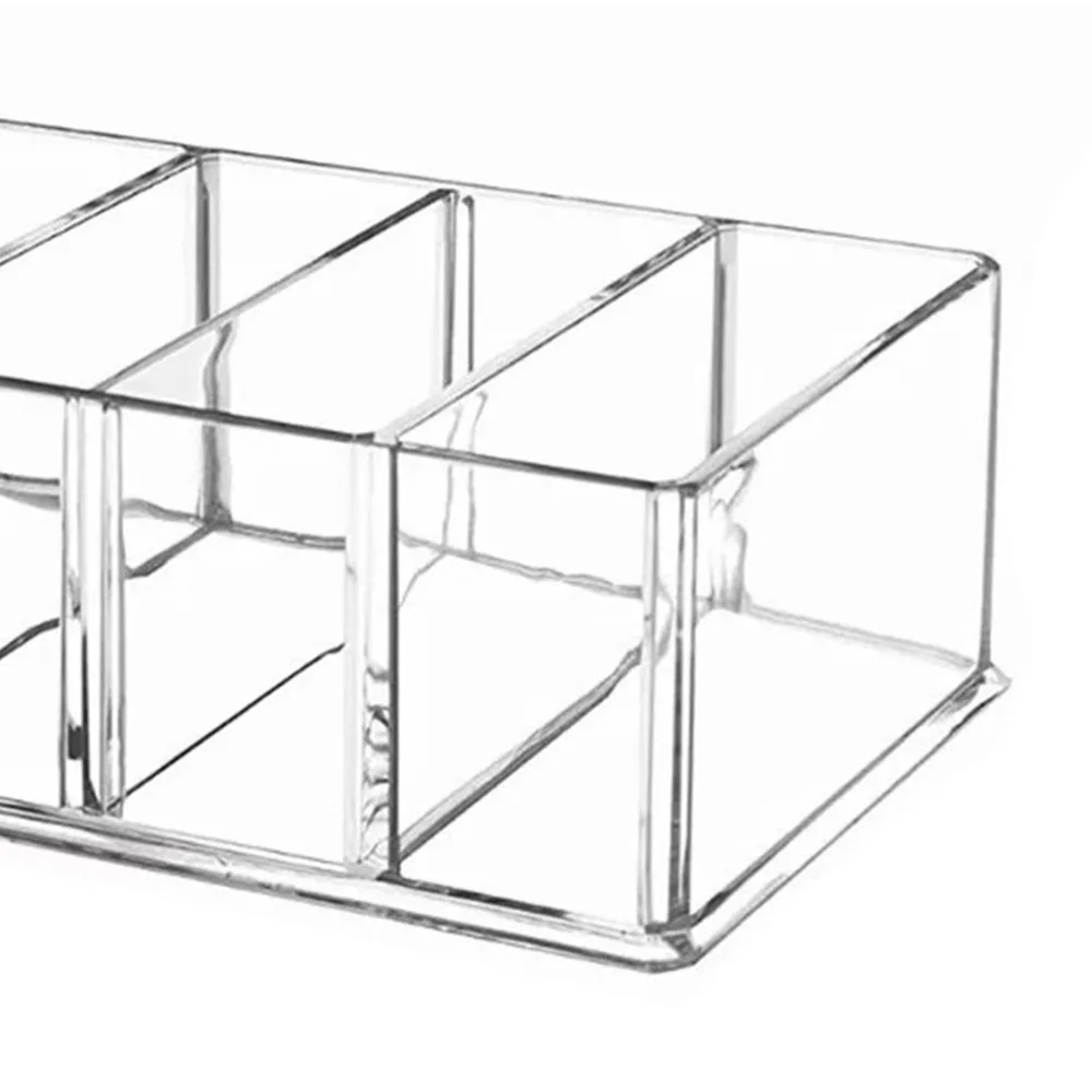 Clear Multi-Functional Makeup Organizer with 8 Compartments - Versatile Cosmetic Display Holder