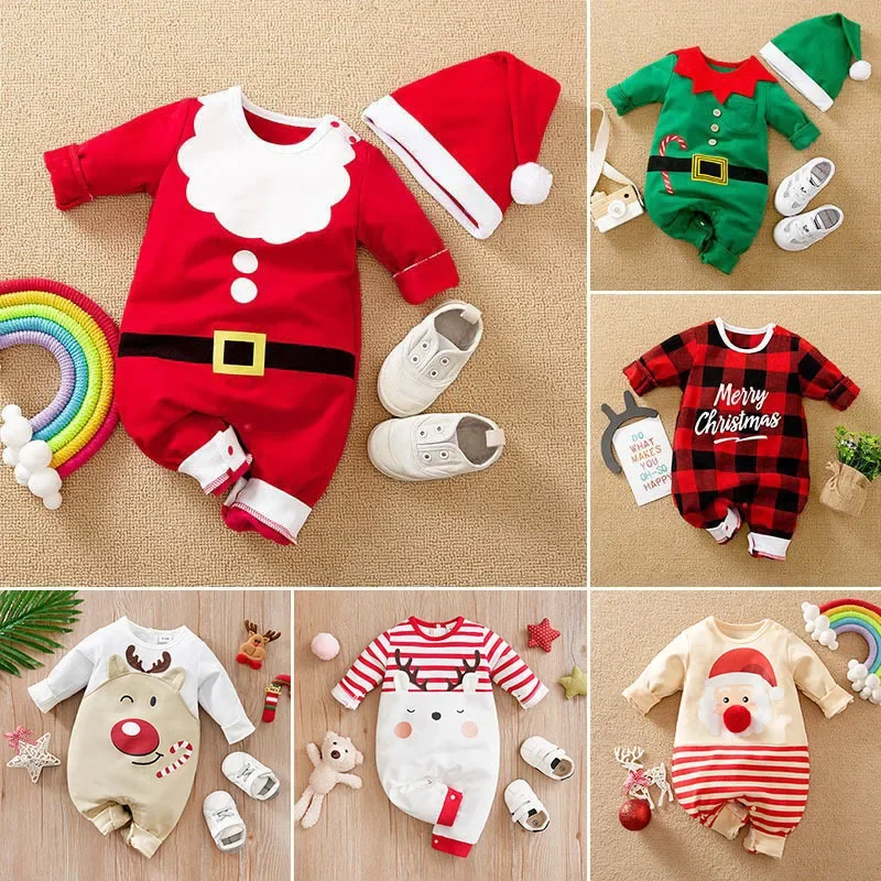 

Christmas Baby Jumpsuit Newborn Autumn Baby Clothes Winter Long Sleeve Baby Girl Cloth Baby Boy Cloth Ropa Bebe Niña 2023 겨울 아기옷