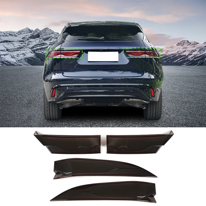 Cheya ABS 스모크 블랙 자동차 미등 후미등 램프 장식 커버, 재규어 F-PACE 2021 + 외부 액세서리 4 개