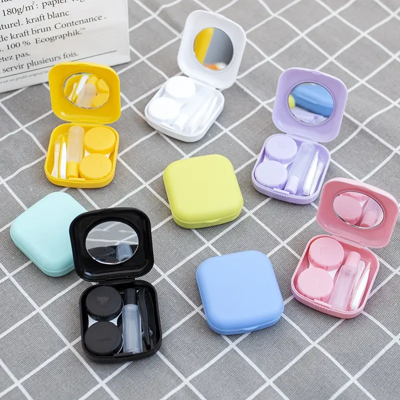 Compact Color Contact Lens Kit with Mirror and Travel Pouch