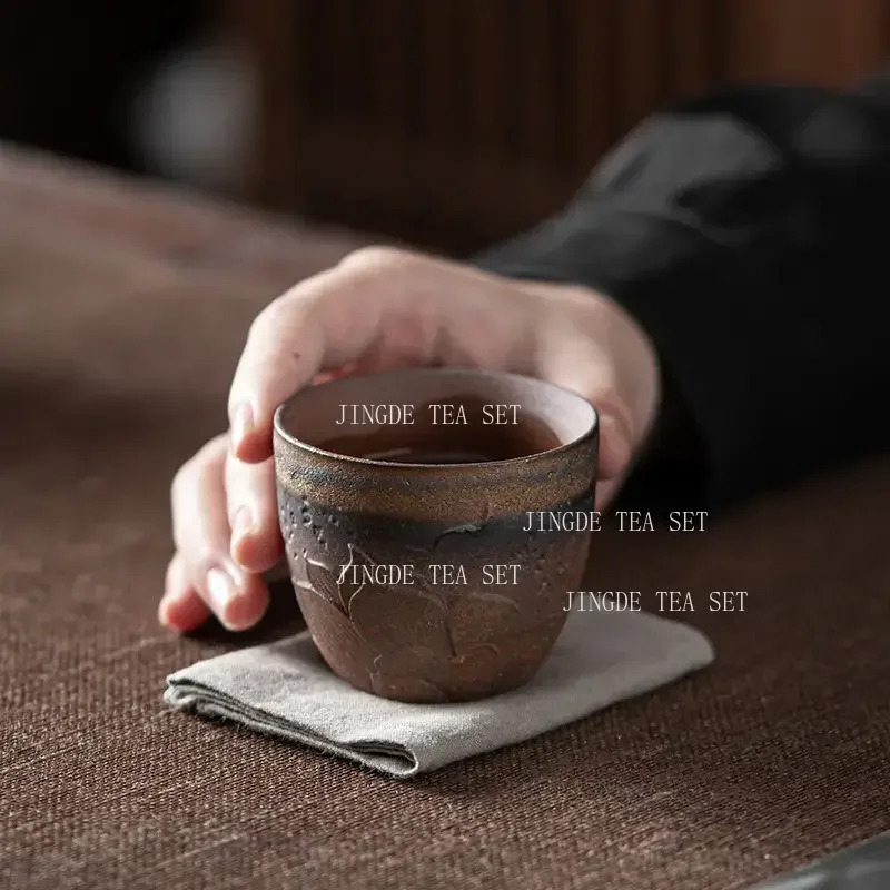 100ml Gilded Iron Glazed Tea Cup Household Ceramic Kung Fu Tea Set Small Chinese Tea Cup Small Capacity Drinking Utensils