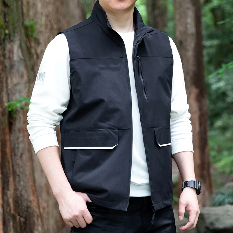 Middle Aged Men's Vest Outdoor Loose and Breathable Hiking and Fishing Tactics Coat Casual Retro Multi Pocket Cargo Jacket