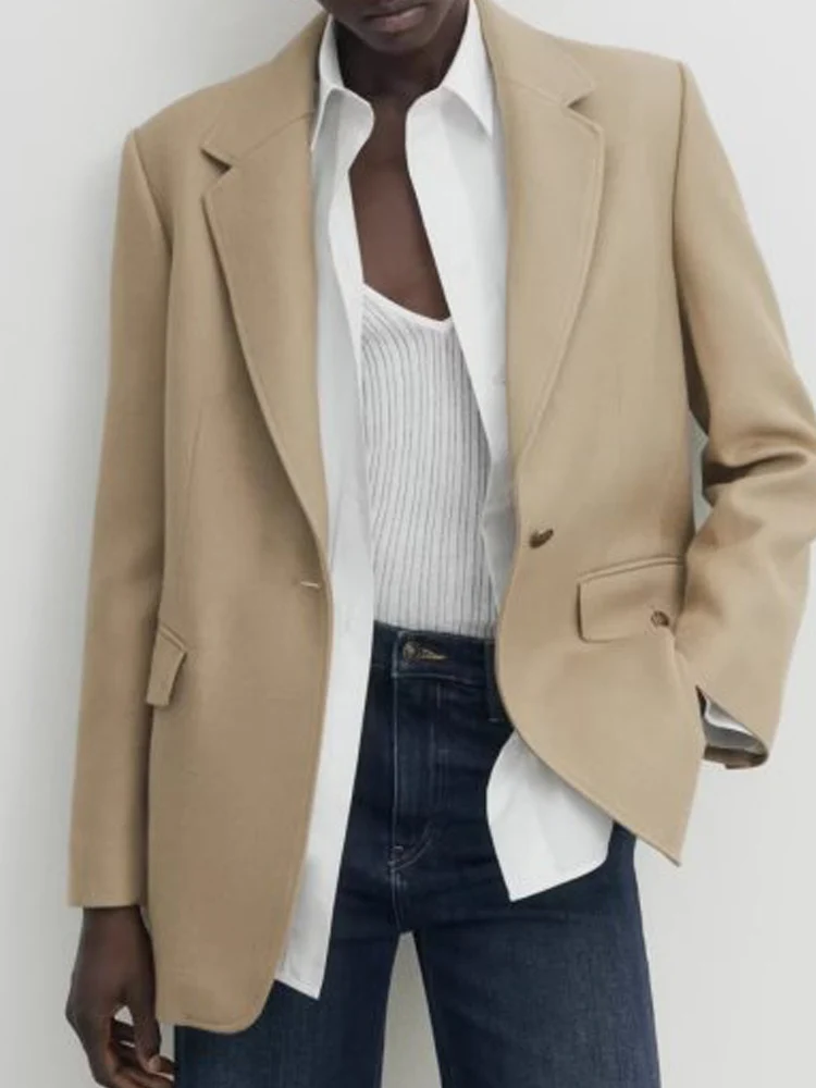 

2023 Women Autumn OL Blazers Coats Suit Casual Solid Single Button Long Sleeve Female Elegant Street Blazer Outerwear Clothing