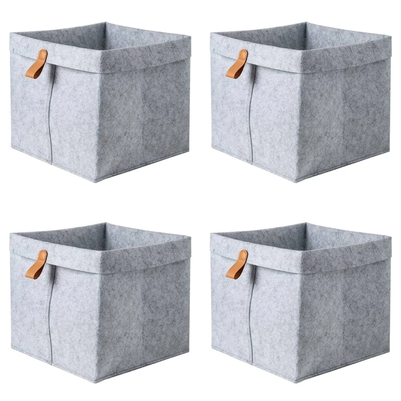 

4X Скандинавская войлочная корзина для хранения, для гостиной, чайного столика, фетровая коробка для хранения, для спальни, носки, серый