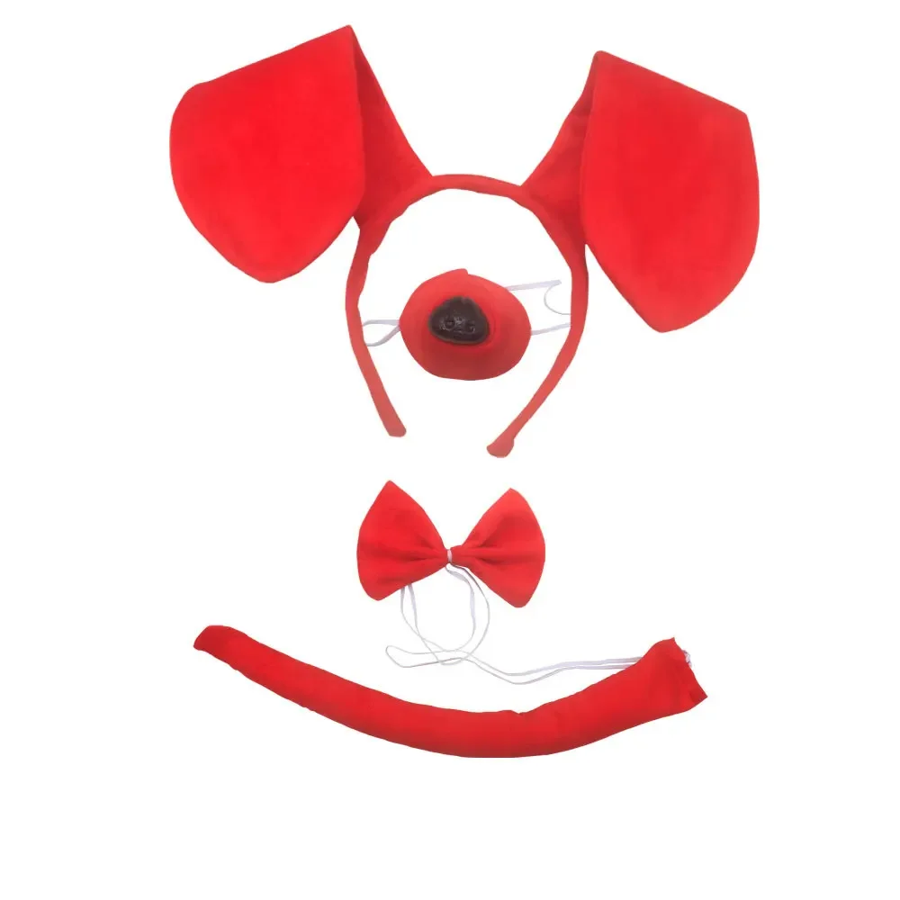 Puppy Dog Ears Headband Tail Bow Nose Kit Animal Cosplay Costume