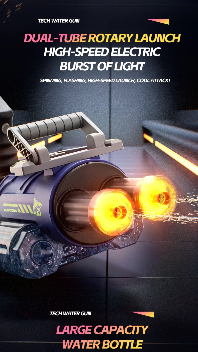 Electric Rotating Water Gun With Light Spray For Beach And Pool_voghion.com