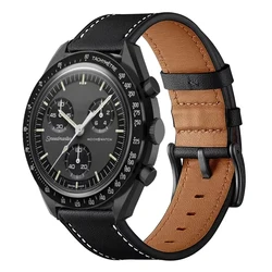 Premium Leather Strap for MoonSwatch - Classic Wristband Bracelet Accessory (Black)