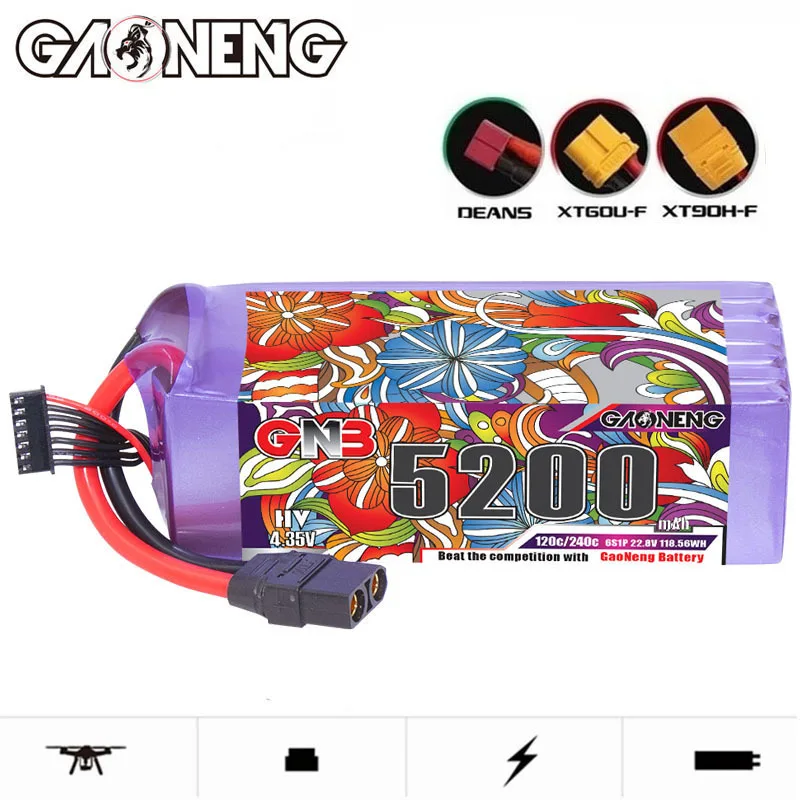 

GNB 22.8v 5200mAh 120c/240c Lipo Battery For RC Helicopter Quadcopter FPV Racing Drone Spare Parts Parts HV 6s Drones Battery