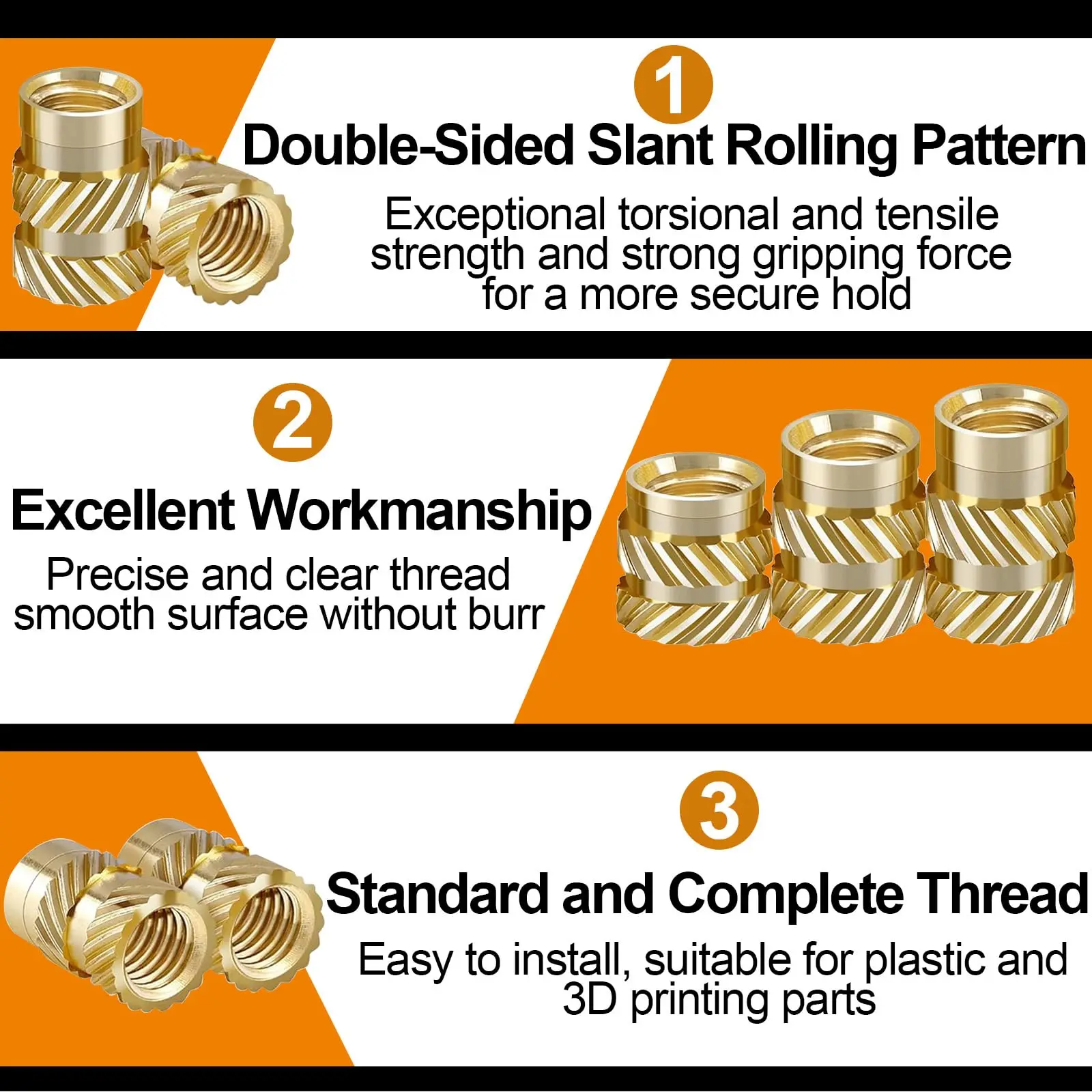 Description Picture 6 of itemInsert Nuts M6 50pcs Brass Hot Melt Heating Molding Copper Thread Inserts Double Twill Knurled Injection 3Dprinter Components