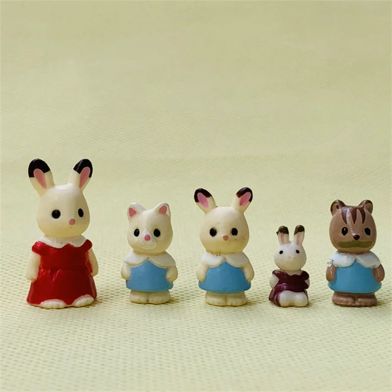 4pcs no repeat 2-5cm animal families japan action figure toy PVC flocking Shirubania famir cartoon anime doll d11